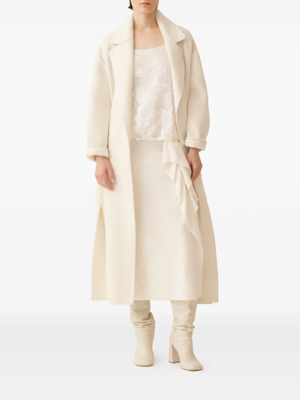 Fabiana Filippi ruched ruffle midi skirt - Wit