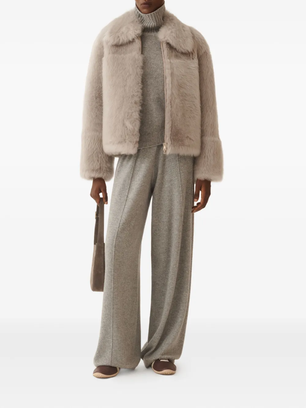 Fabiana Filippi Turtleneck Ribbed-knit Sweater In Gray