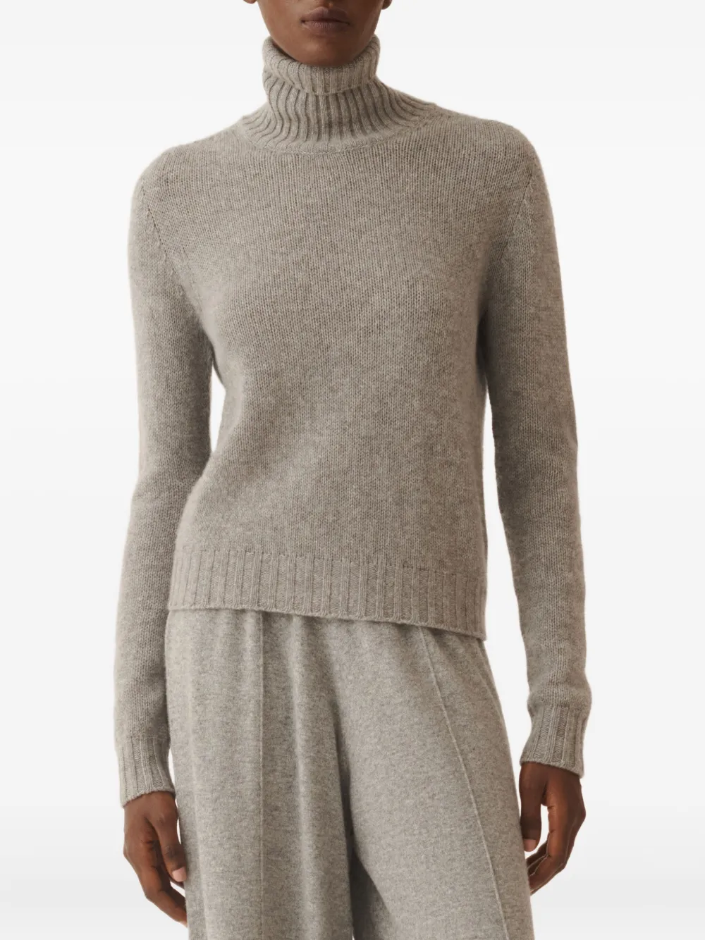 Fabiana Filippi Turtleneck Ribbed-knit Sweater In Gray