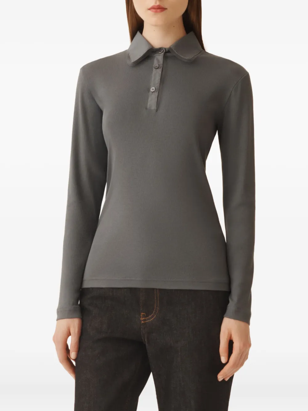 Fabiana Filippi Polotop met lange mouwen en knopen Grijs