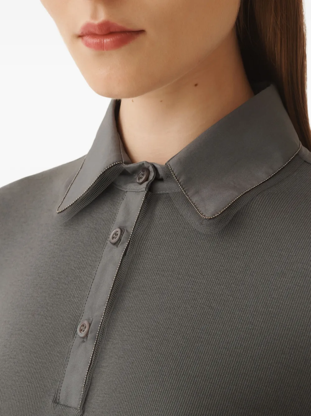 Fabiana Filippi Polotop met lange mouwen en knopen Grijs