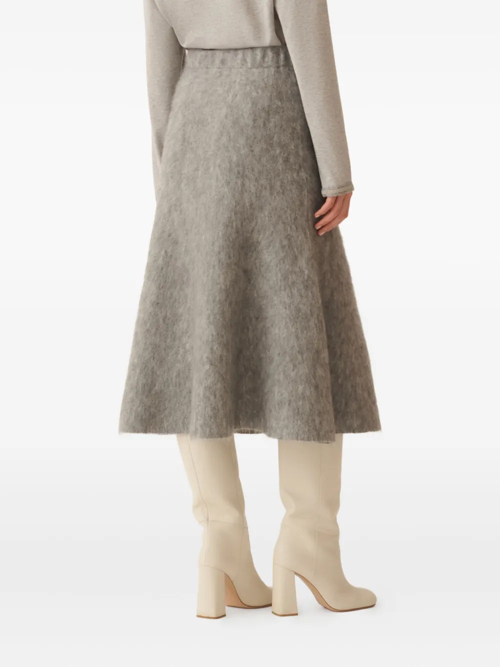 Fabiana Filippi Flared Knitted Midi Skirt In Gray