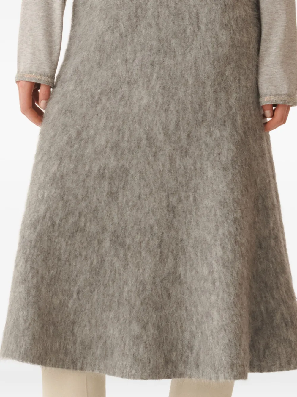 Fabiana Filippi Flared Knitted Midi Skirt In Gray