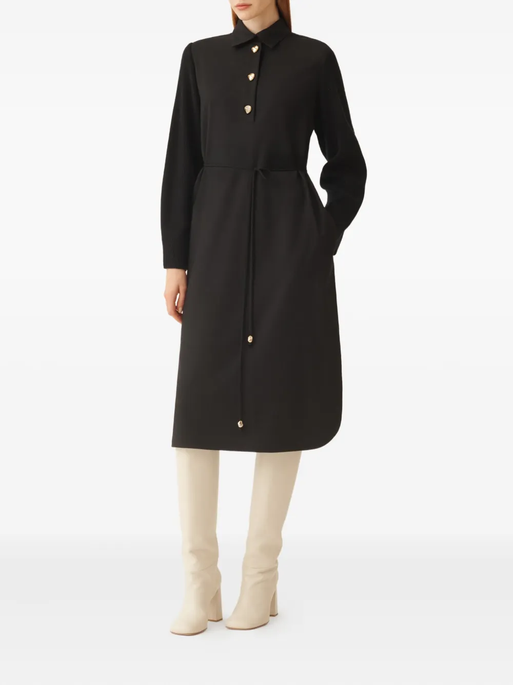 Fabiana Filippi long-sleeve midi shirt dress - Zwart