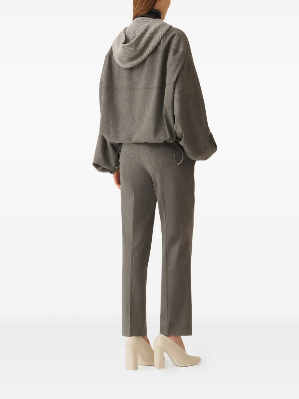 Fabiana Filippi Hooded Balloon-sleeve Jacket In Gray