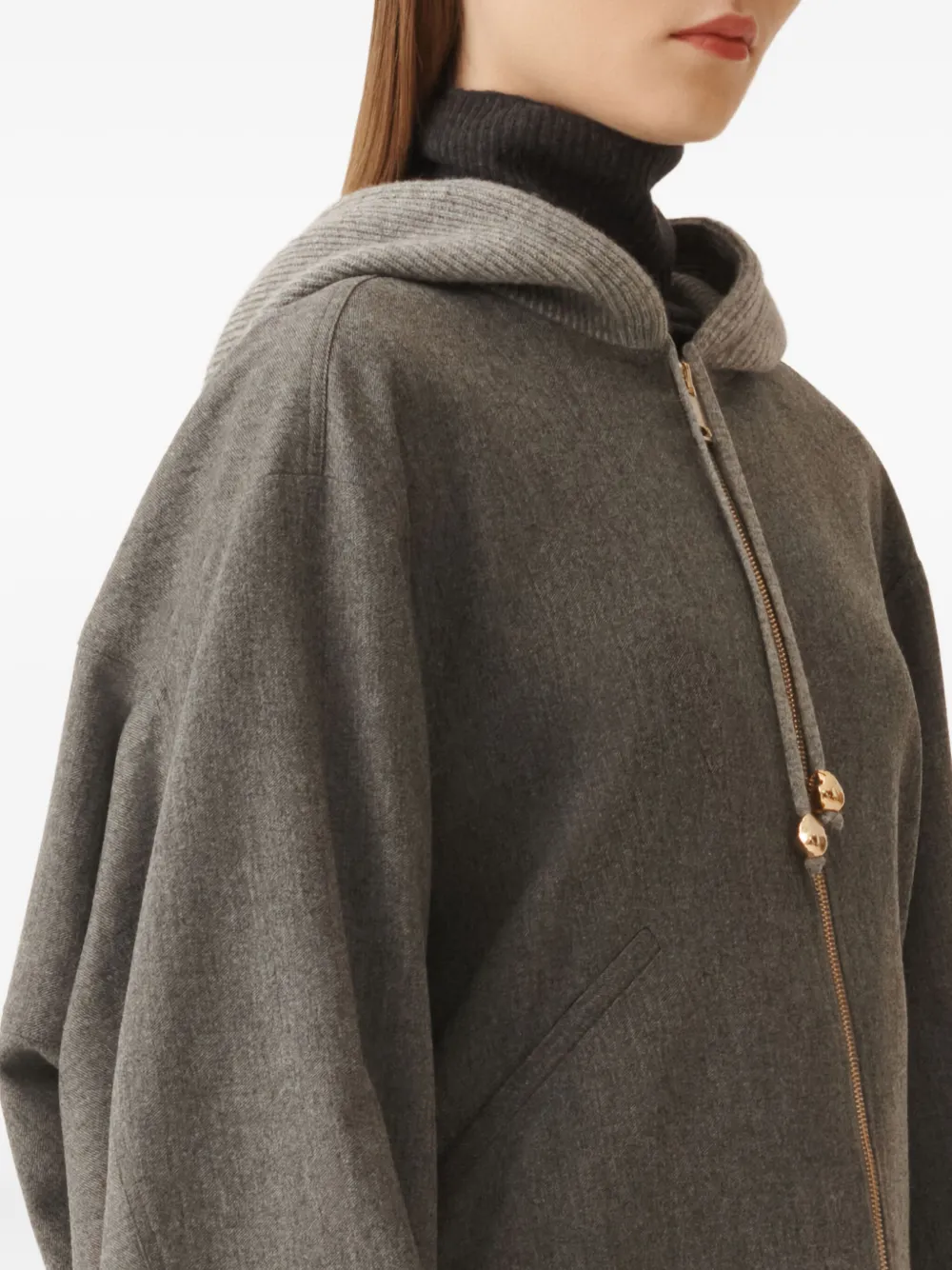 Fabiana Filippi Hooded Balloon-sleeve Jacket In Gray