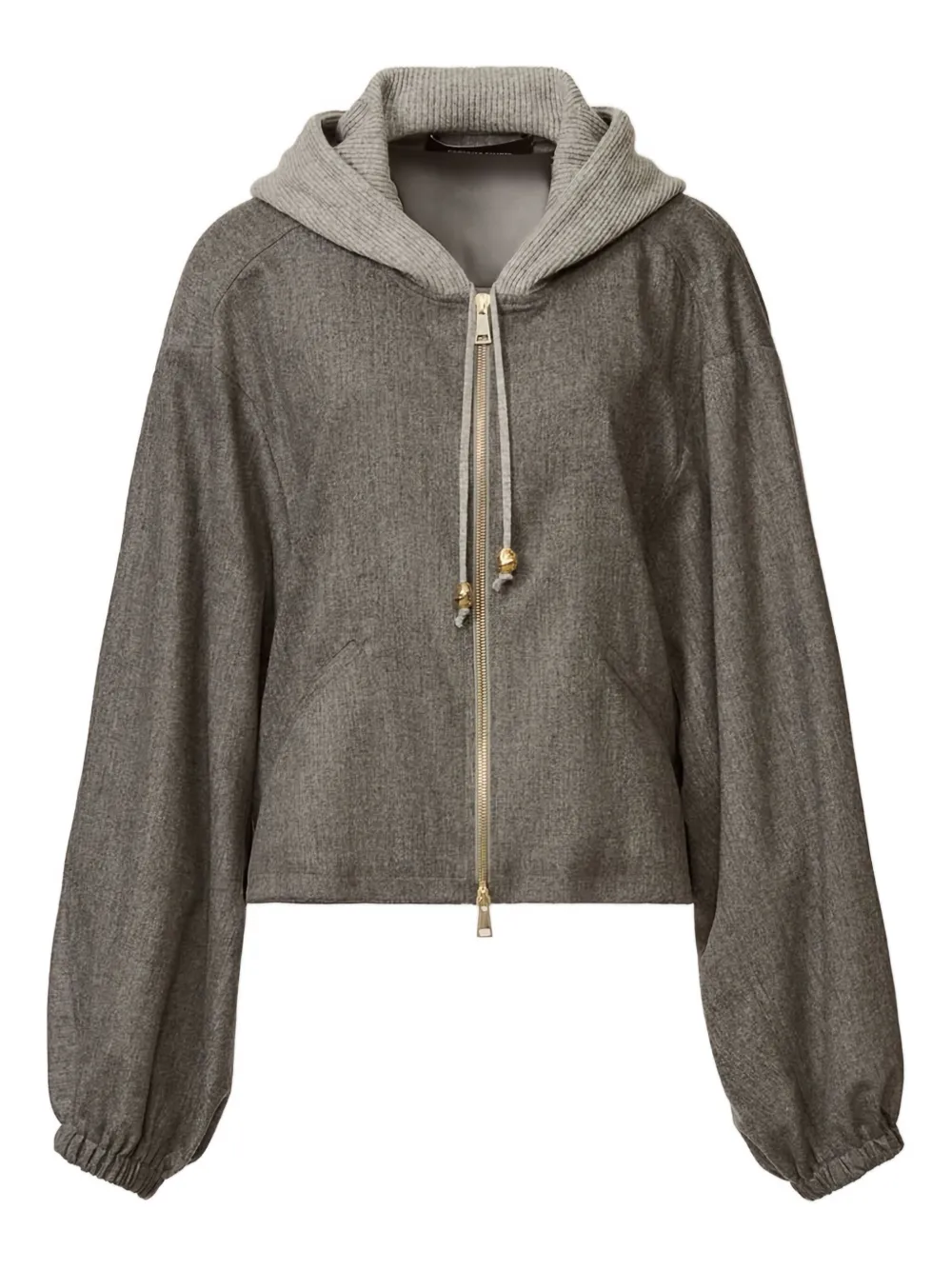 Fabiana Filippi Hooded Balloon-sleeve Jacket In Gray