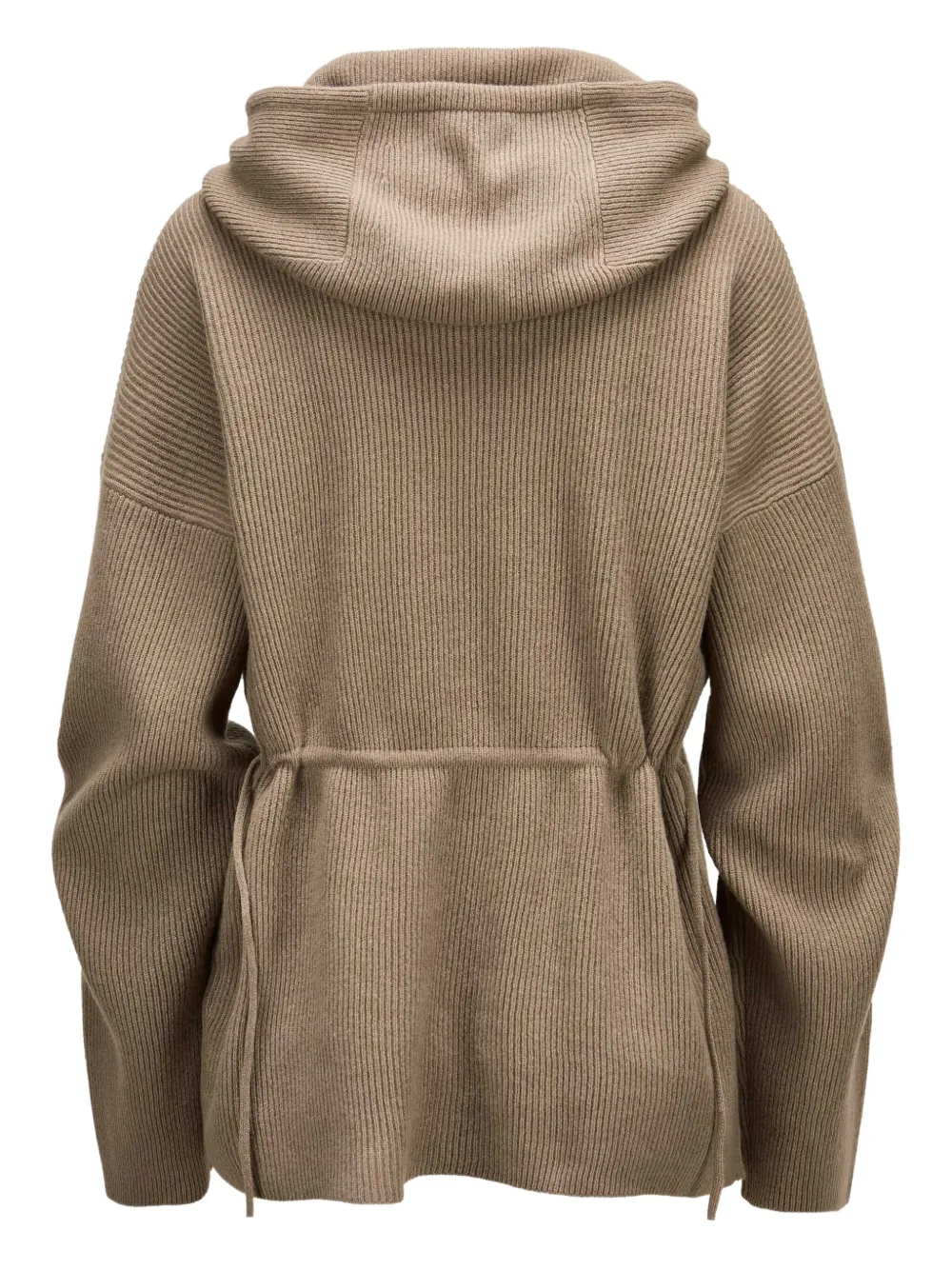 Fabiana Filippi Ribbed-knit Hooded Jumper In Brown