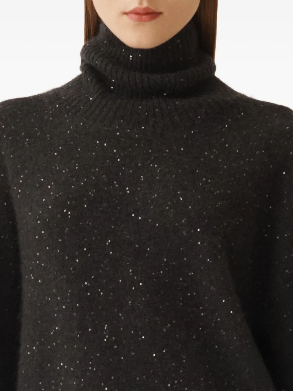 Fabiana Filippi Sequin-embellished Turtleneck Sweater In Black