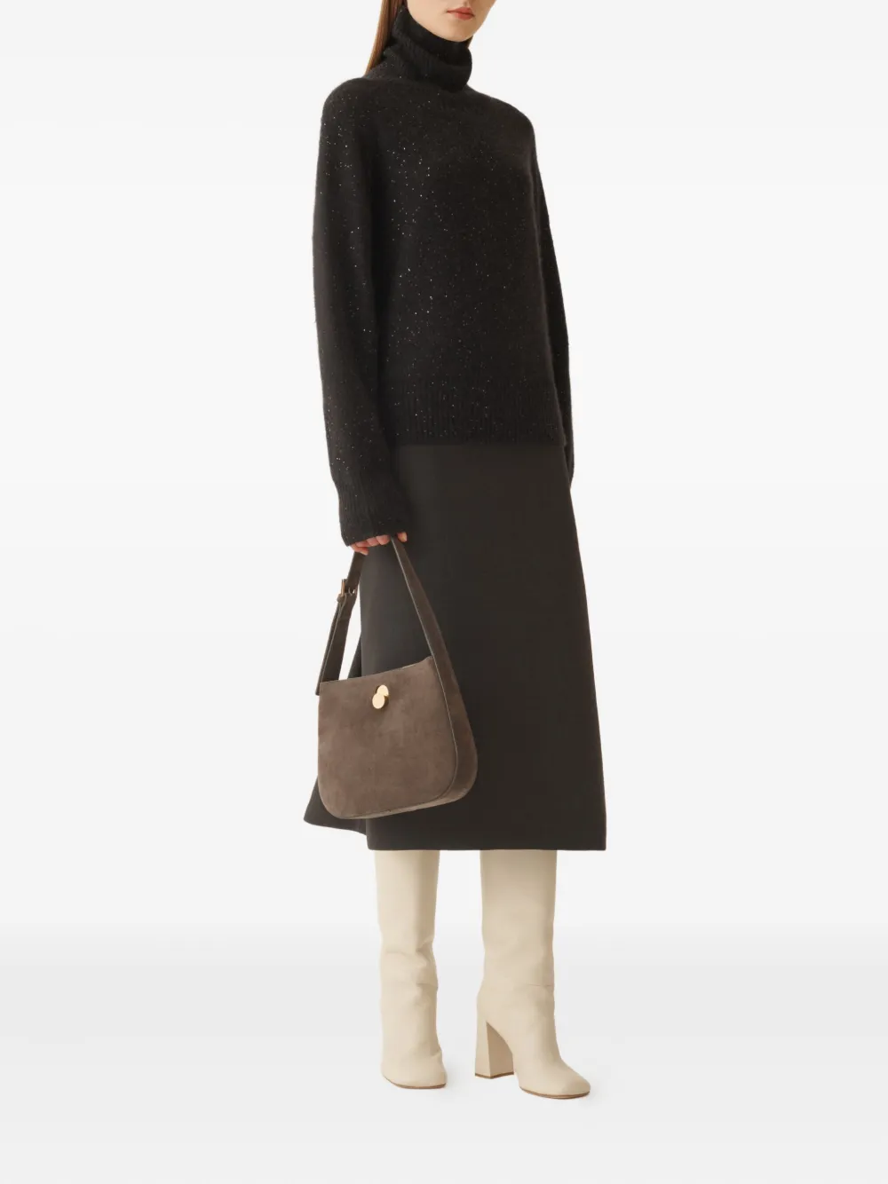 Fabiana Filippi Sequin-embellished Turtleneck Sweater In Black