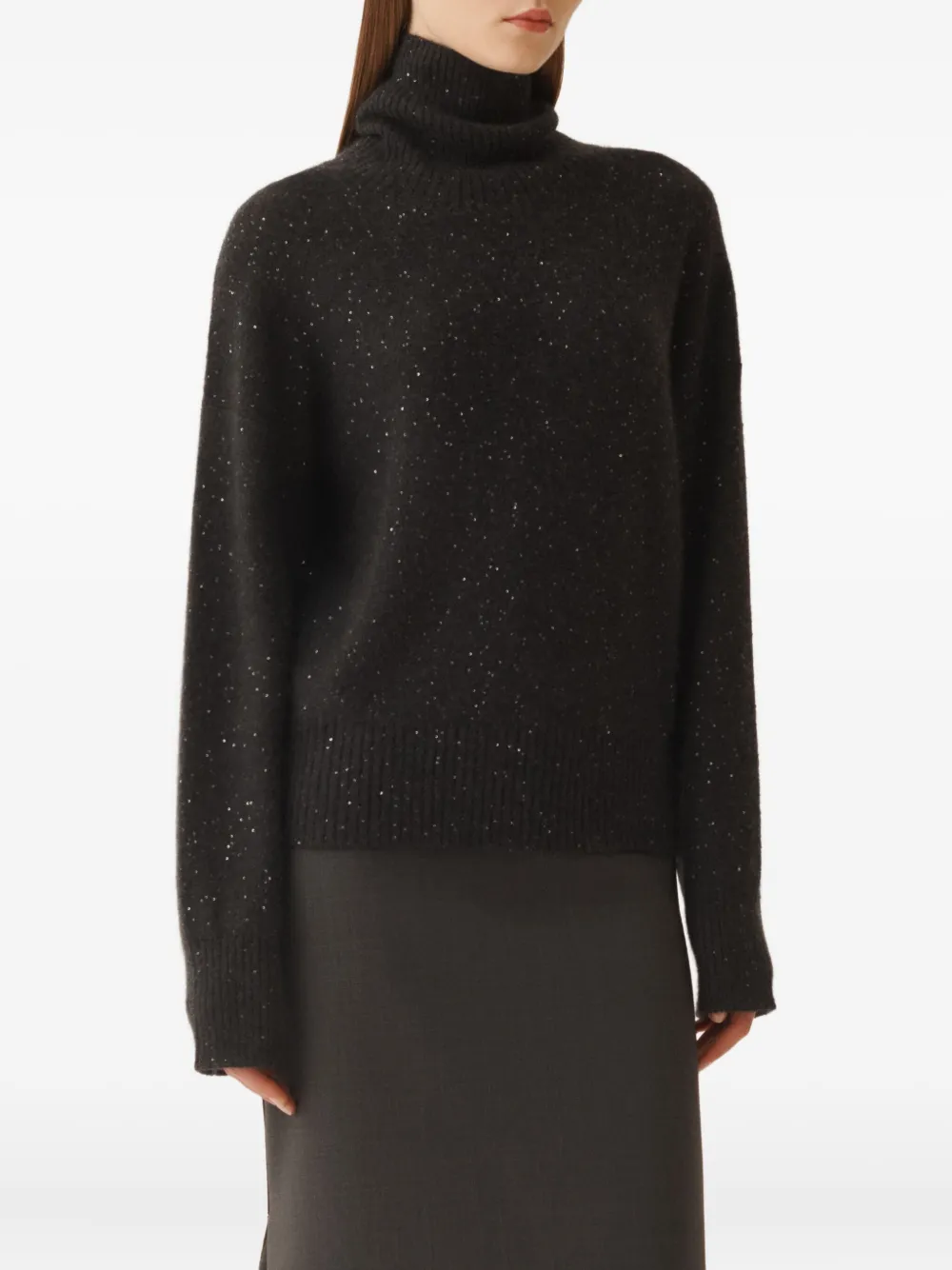 Fabiana Filippi Sequin-embellished Turtleneck Sweater In Black