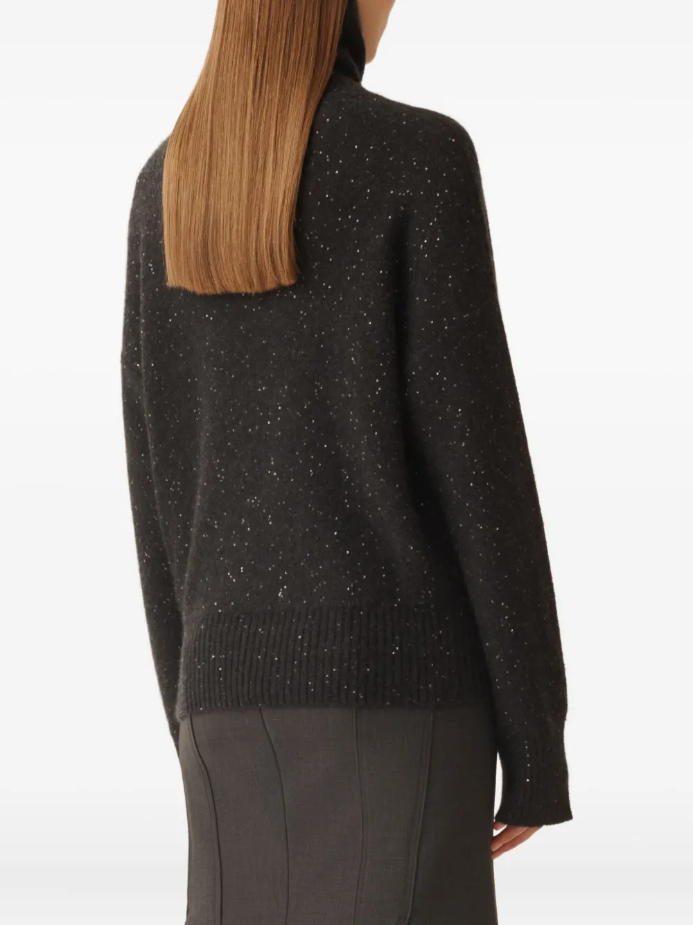 Fabiana Filippi Sequin-embellished Turtleneck Sweater In Black