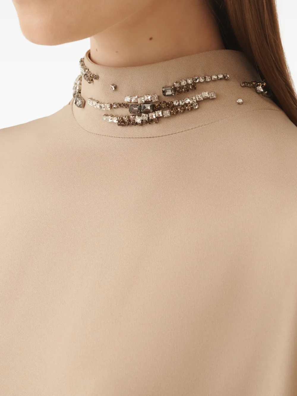 Fabiana Filippi Verfraaide maxi-jurk met hoge hals Beige