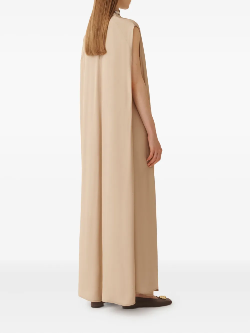 Fabiana Filippi Verfraaide maxi-jurk met hoge hals Beige