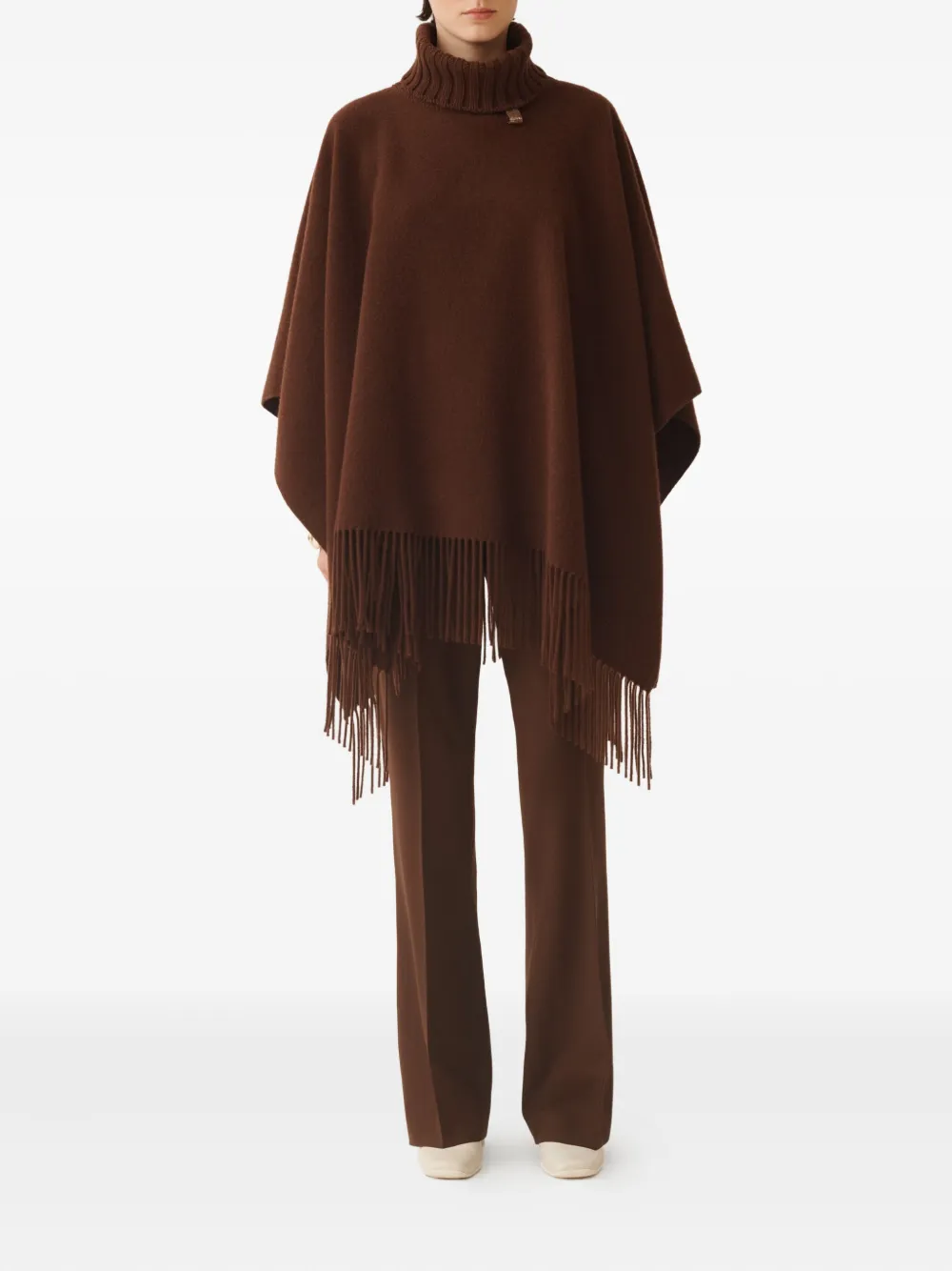 Fabiana Filippi turtleneck fringe poncho | Capes | Image 2