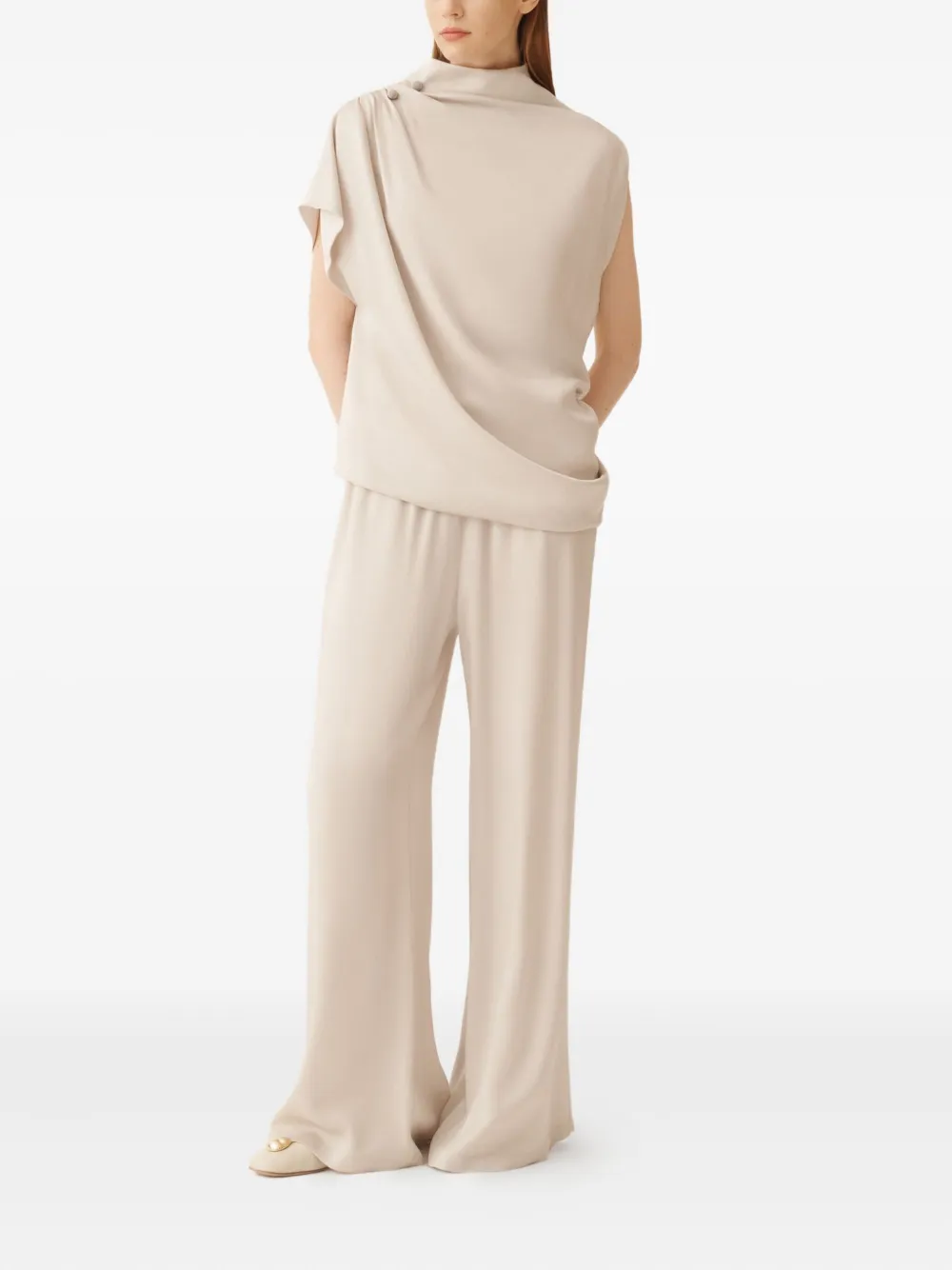 Fabiana Filippi Gedrapeerde top met col - Beige