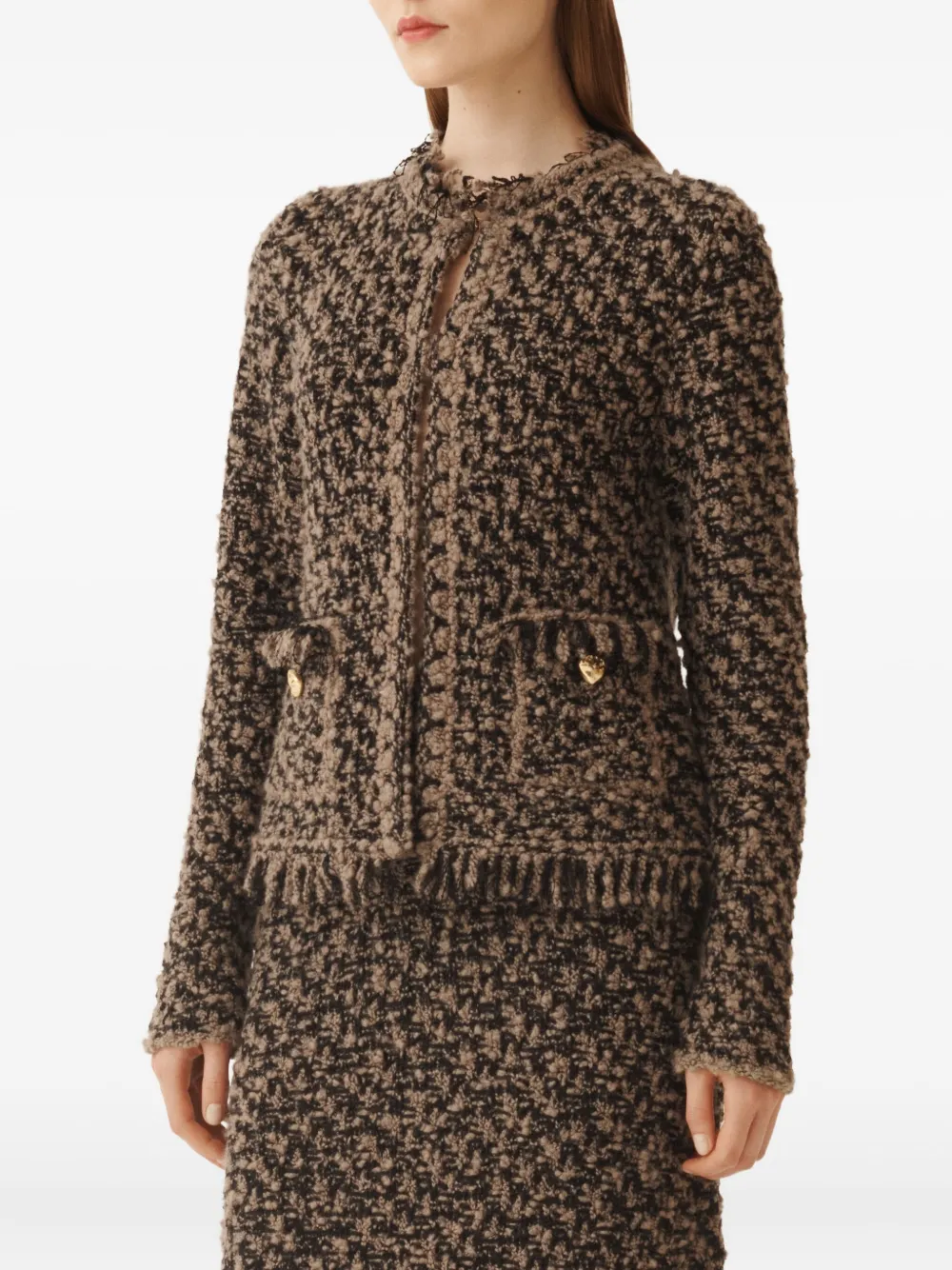 Fabiana Filippi Jacket In Tweed And Sequins In Brown