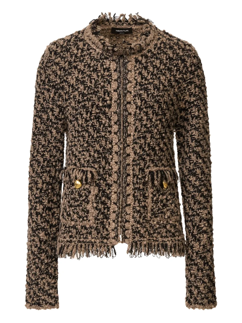 Fabiana Filippi frayed-edge tweed jacket | Brown | Image 1