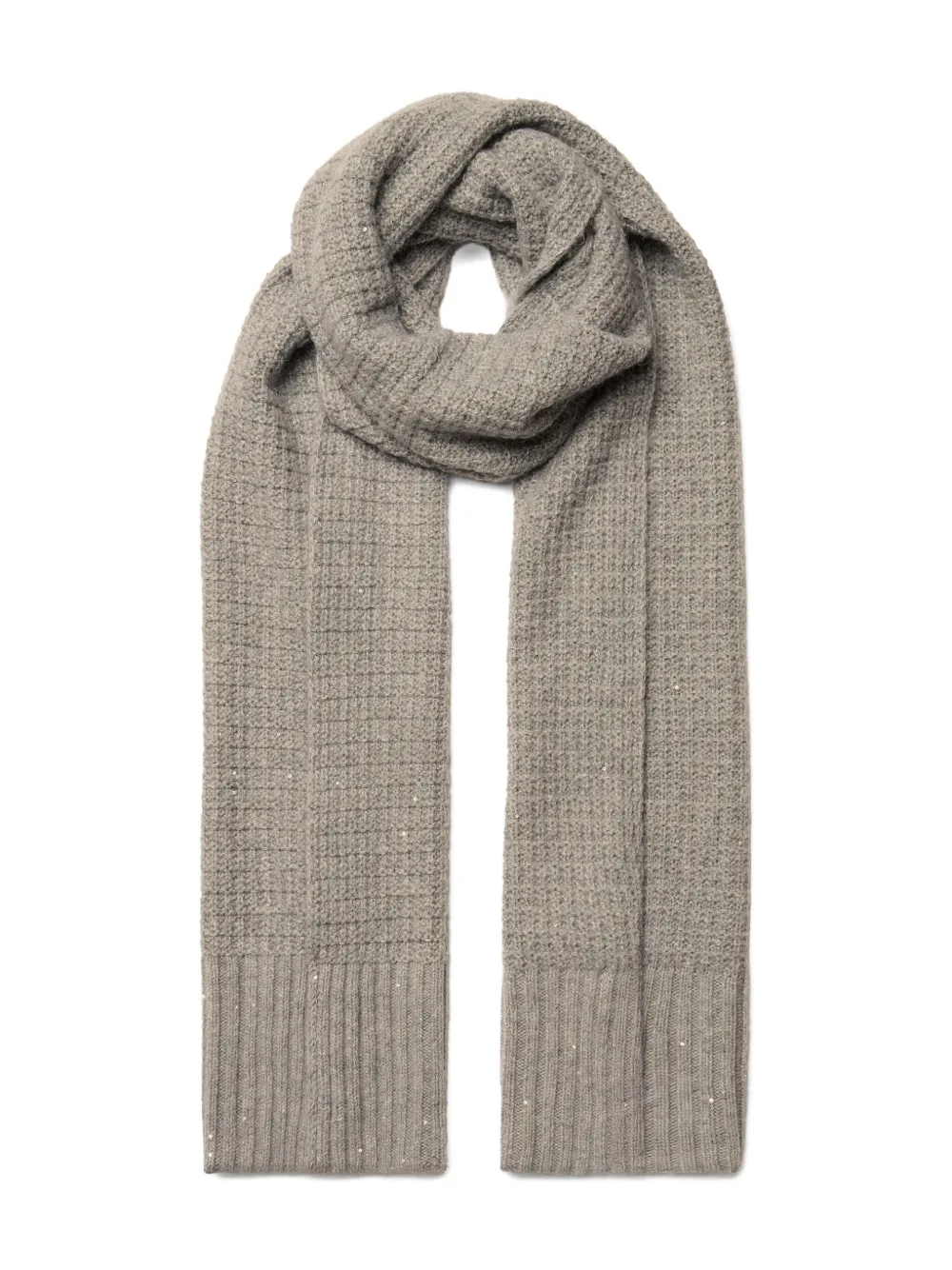 Fabiana Filippi Wool And Silk Scarf With Sequins In Gray