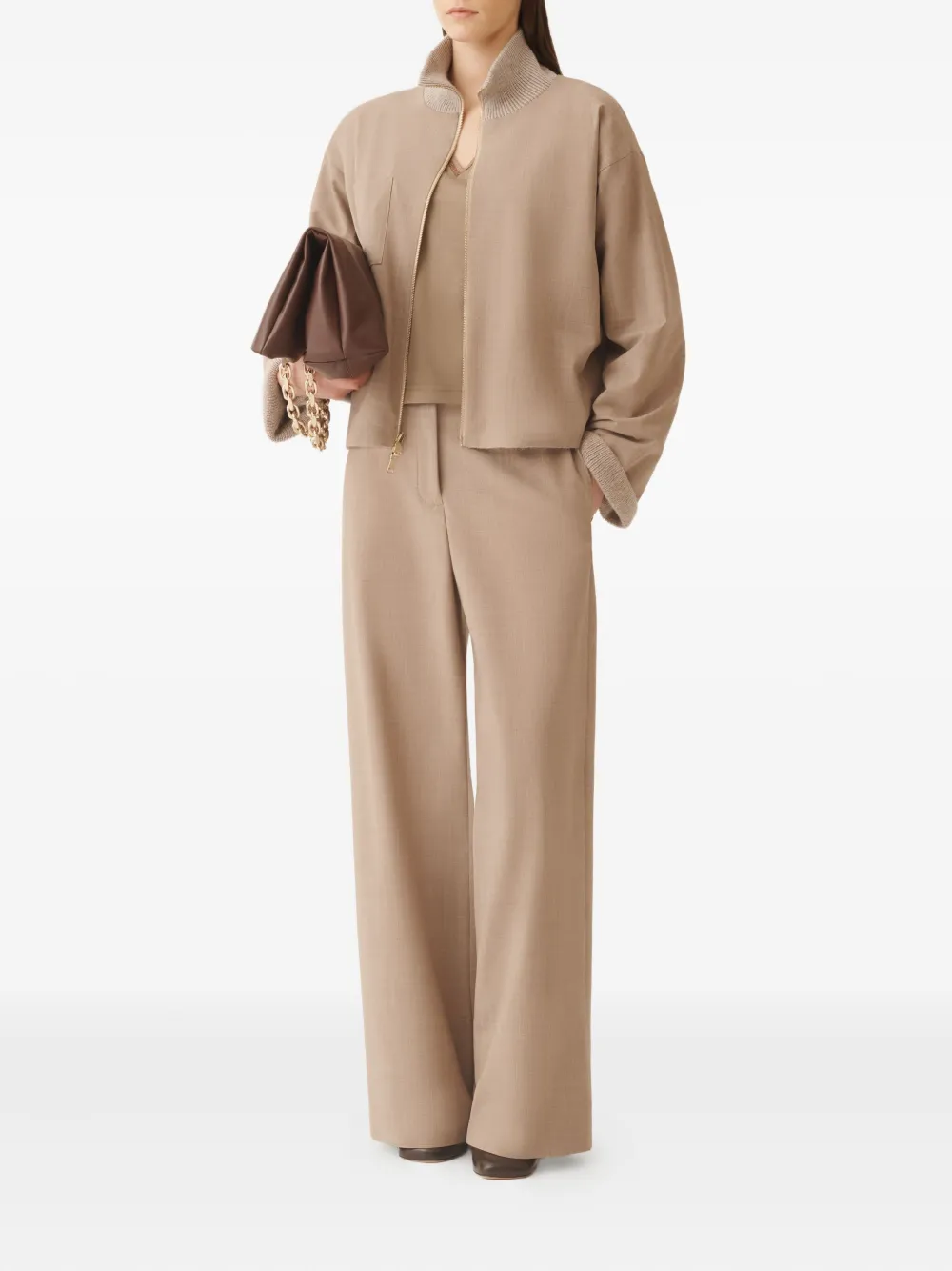 Fabiana Filippi Reversible Platinum Mohair Jacket In Lightweight Wool In Neutral