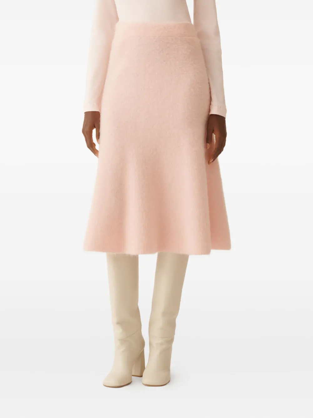 Fabiana Filippi Brushed Merino And Mohair Skirt In Pink