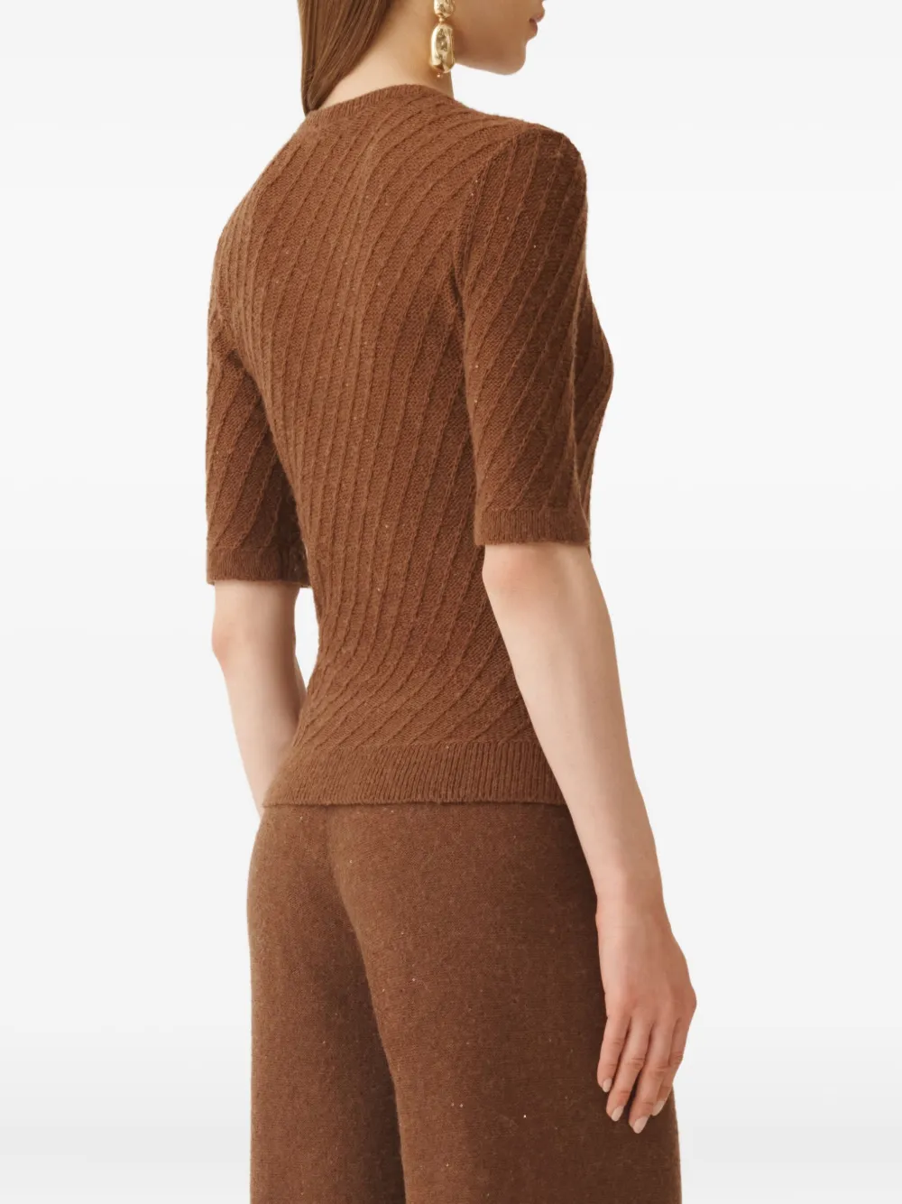 Fabiana Filippi sequin-embellished ribbed-knit jumper Bruin
