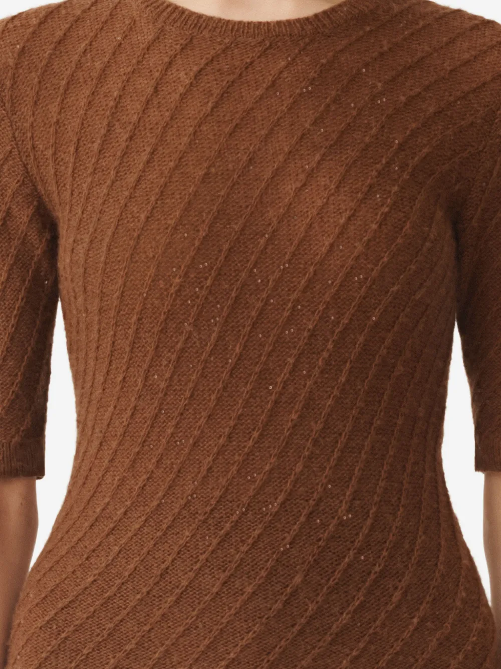 Fabiana Filippi sequin-embellished ribbed-knit jumper Bruin