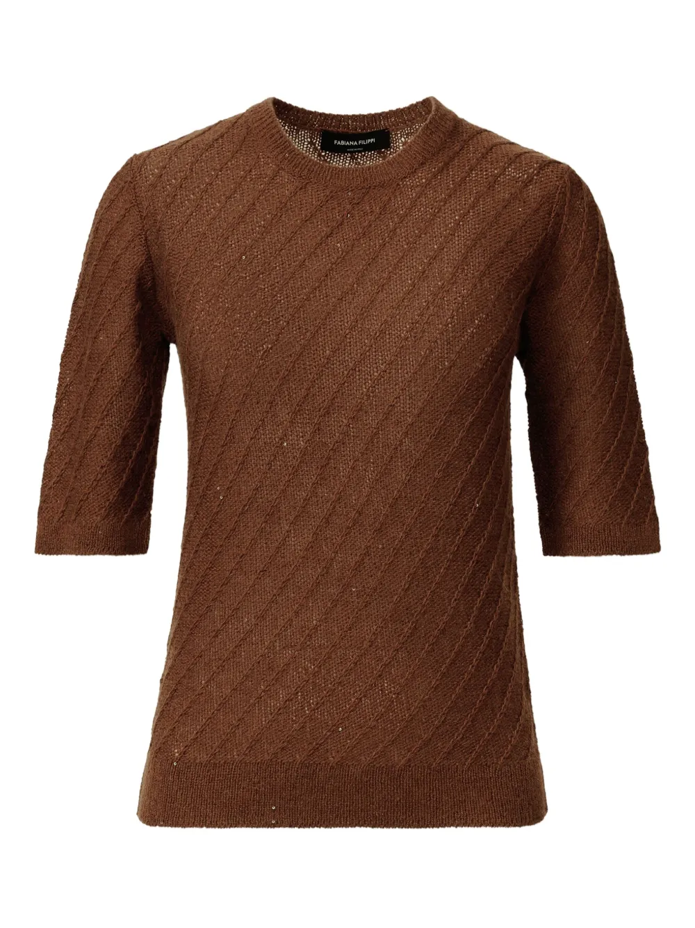 Fabiana Filippi sequin-embellished ribbed-knit jumper Bruin