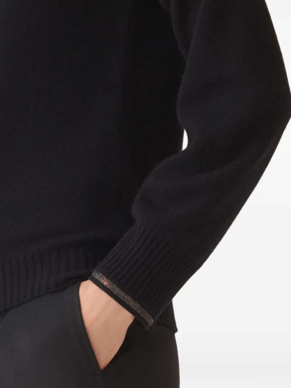 Fabiana Filippi Balloon-sleeve Ribbed Sweater In Blue