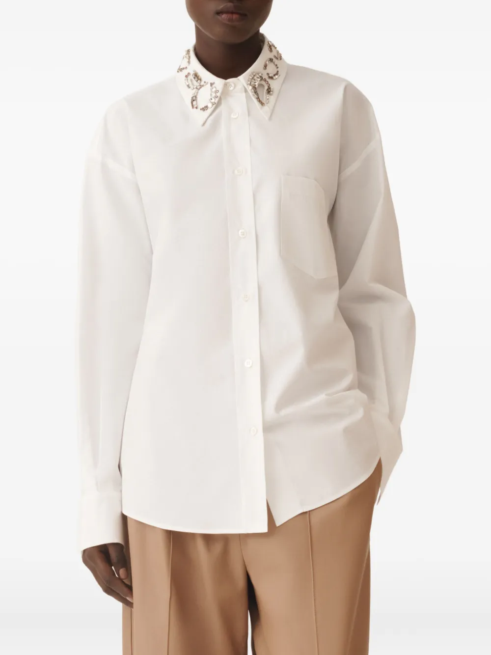 Fabiana Filippi Blouse met verfraaide kraag Wit