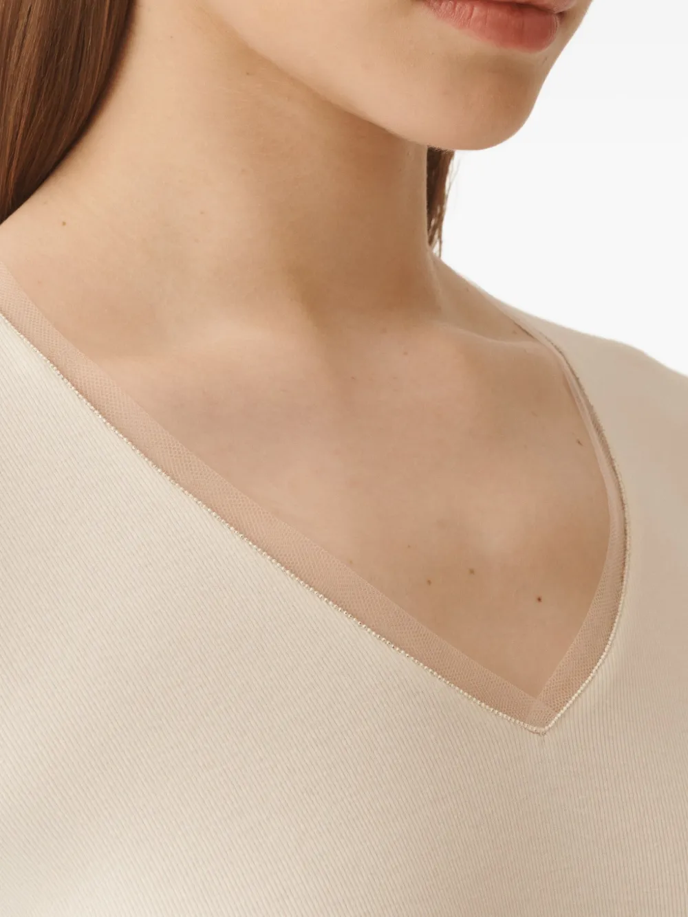 Fabiana Filippi T-shirt met V-hals Beige