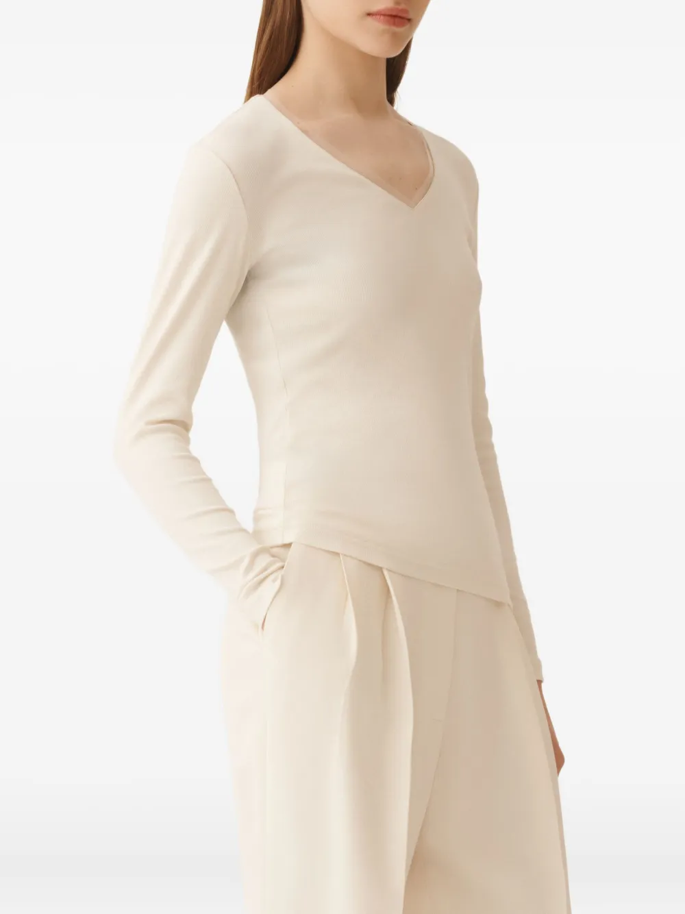 Fabiana Filippi T-shirt met V-hals Beige