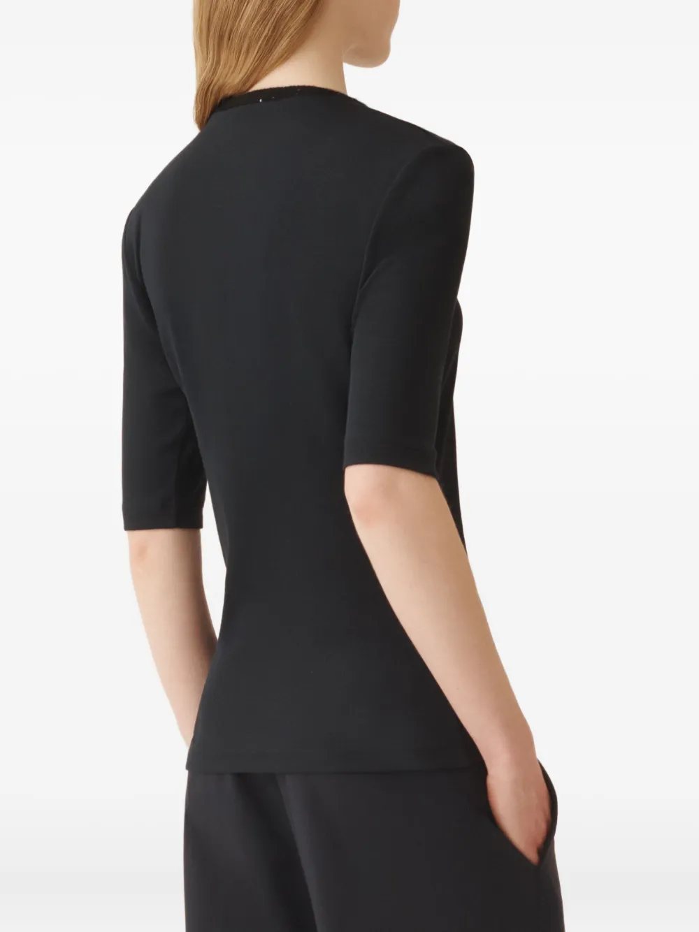 Fabiana Filippi Top met verfraaide hals en korte mouwen Blauw