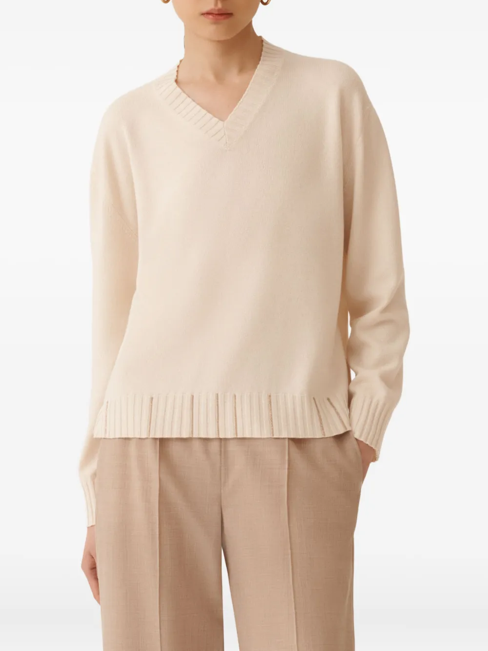 Fabiana Filippi Trui met V-hals Beige