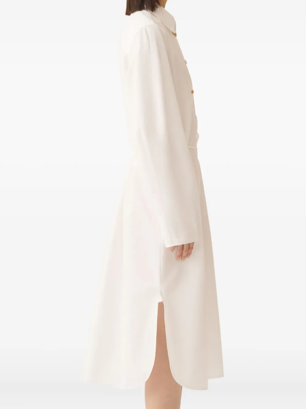 Fabiana Filippi Midi-blousejurk met trekkoord en knoopsluiting Wit