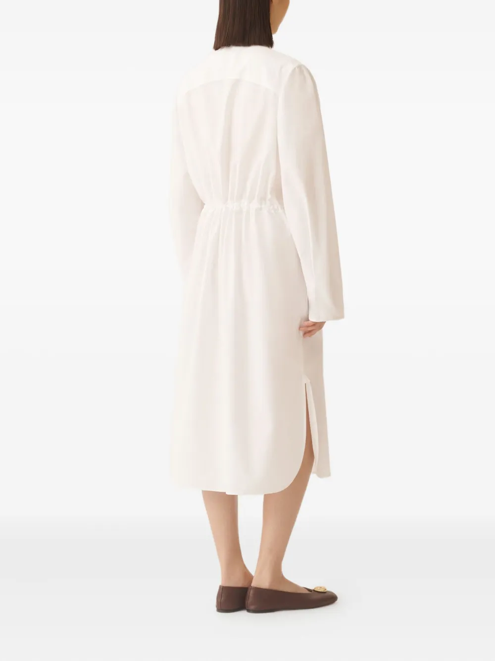 Fabiana Filippi Midi-blousejurk met trekkoord en knoopsluiting Wit