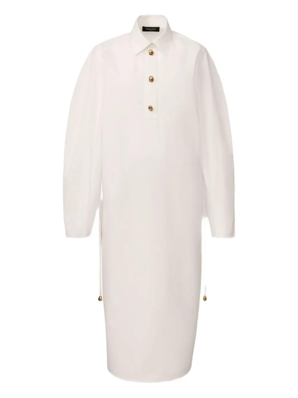 Fabiana Filippi Drawstring Button-fastening Midi Shirt Dress In White