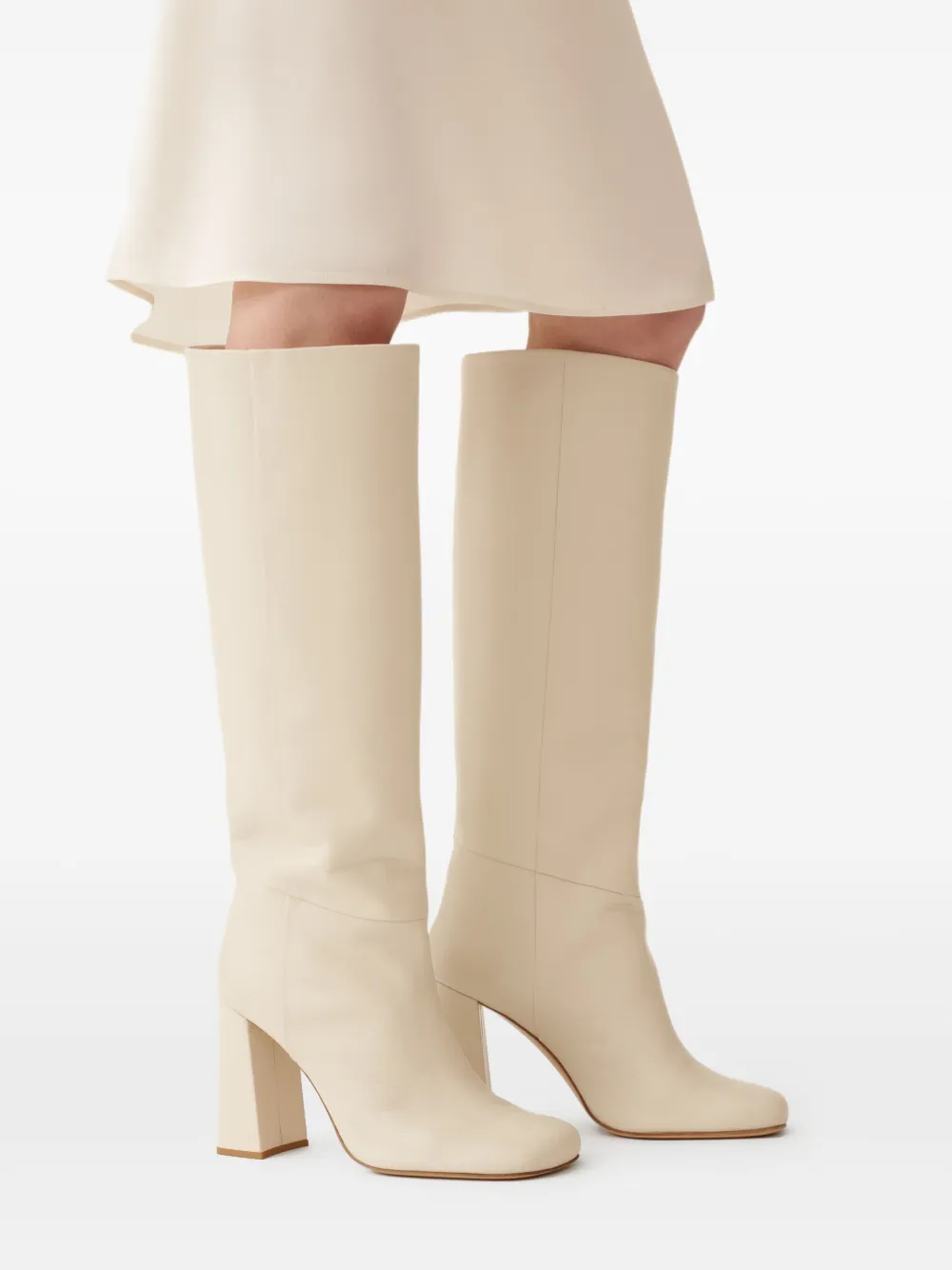 Fabiana Filippi block-heel leather boots White
