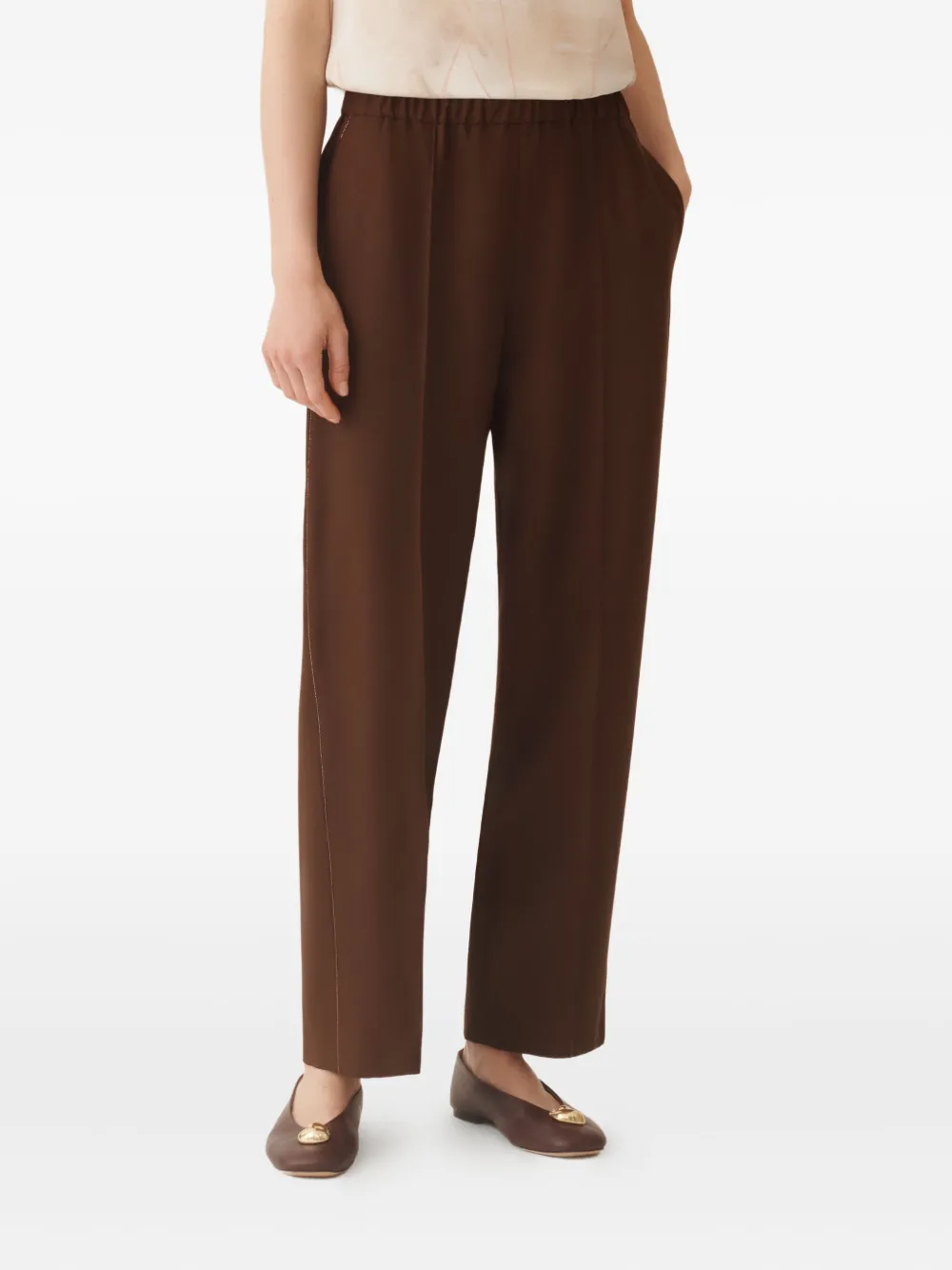 Fabiana Filippi Broek met elastische taille en naad Bruin