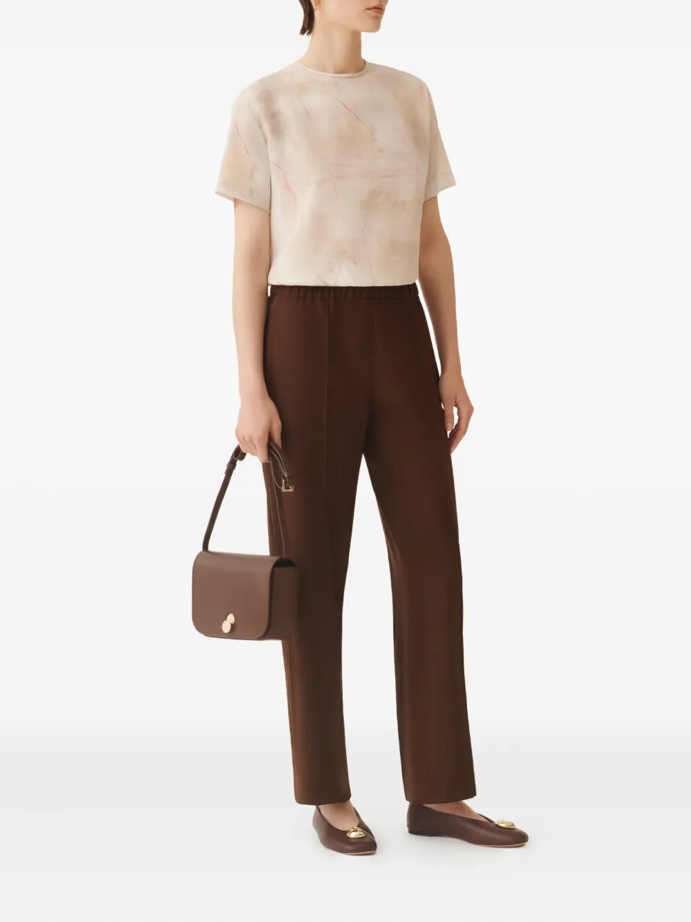 Fabiana Filippi Broek met elastische taille en naad Bruin