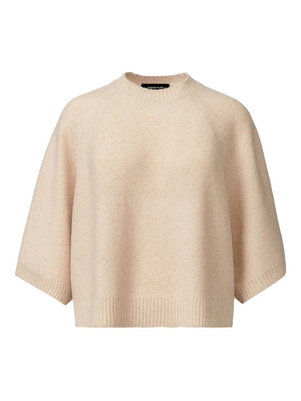 Fabiana Filippi Trui verfraaid met pailletten en raglan mouwen Beige