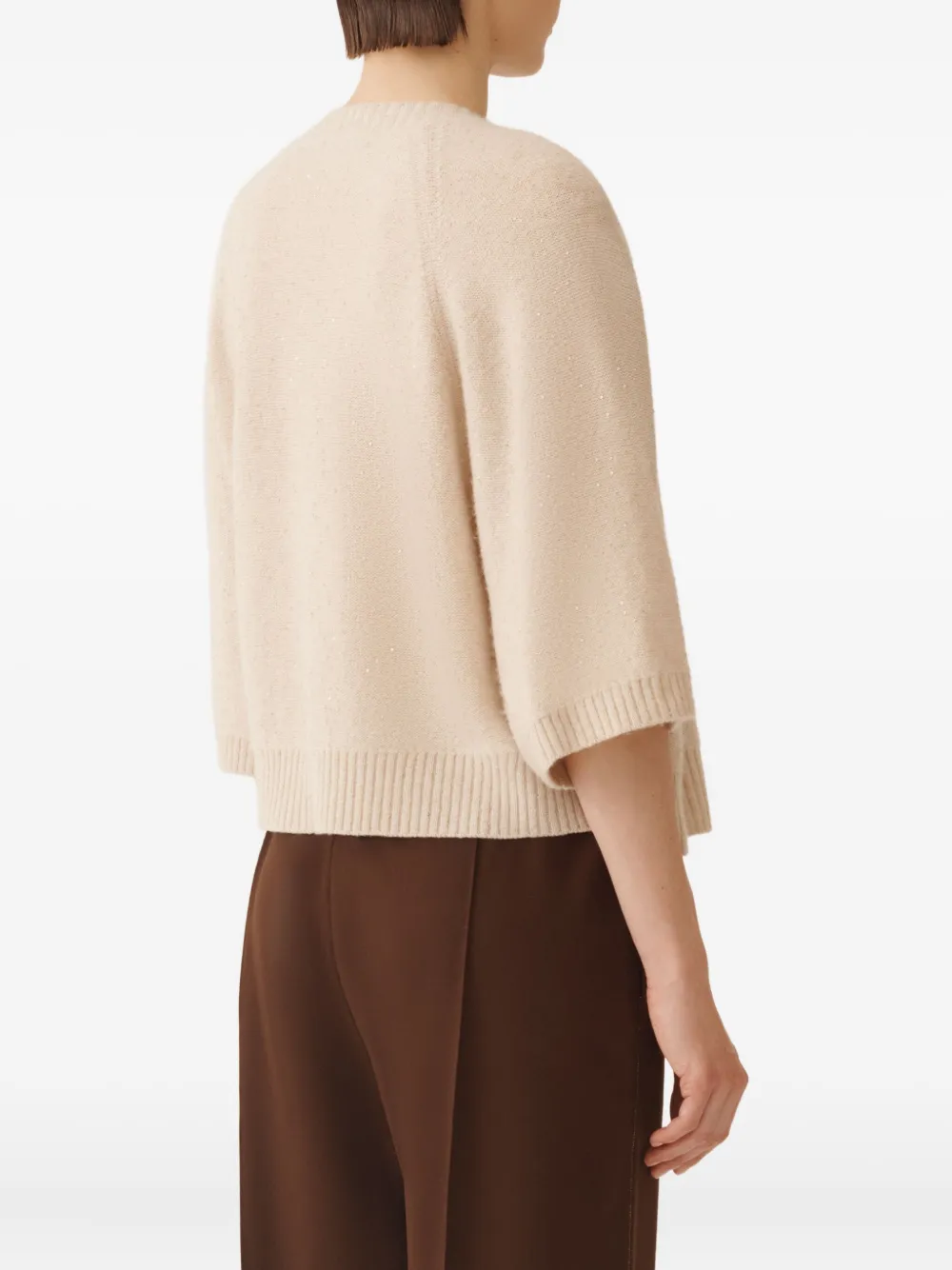 Fabiana Filippi Trui verfraaid met pailletten en raglan mouwen Beige