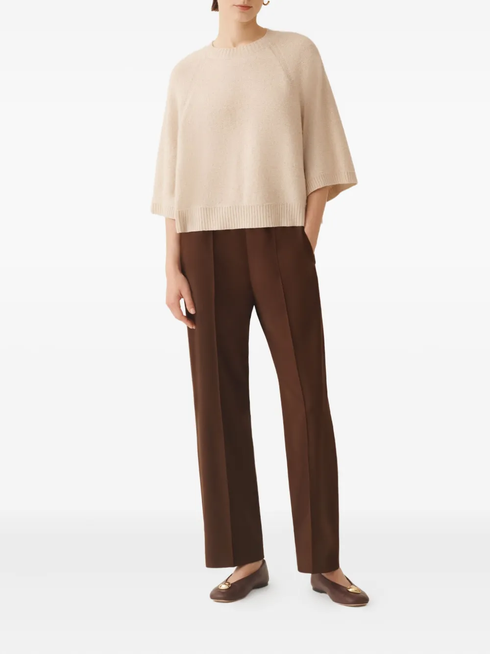 Fabiana Filippi Trui verfraaid met pailletten en raglan mouwen Beige