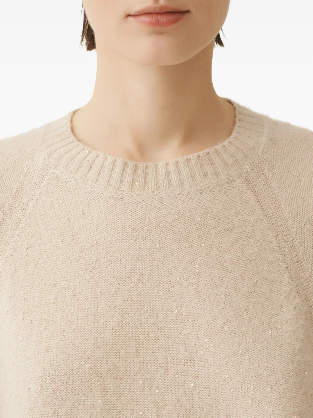 Fabiana Filippi Trui verfraaid met pailletten en raglan mouwen Beige