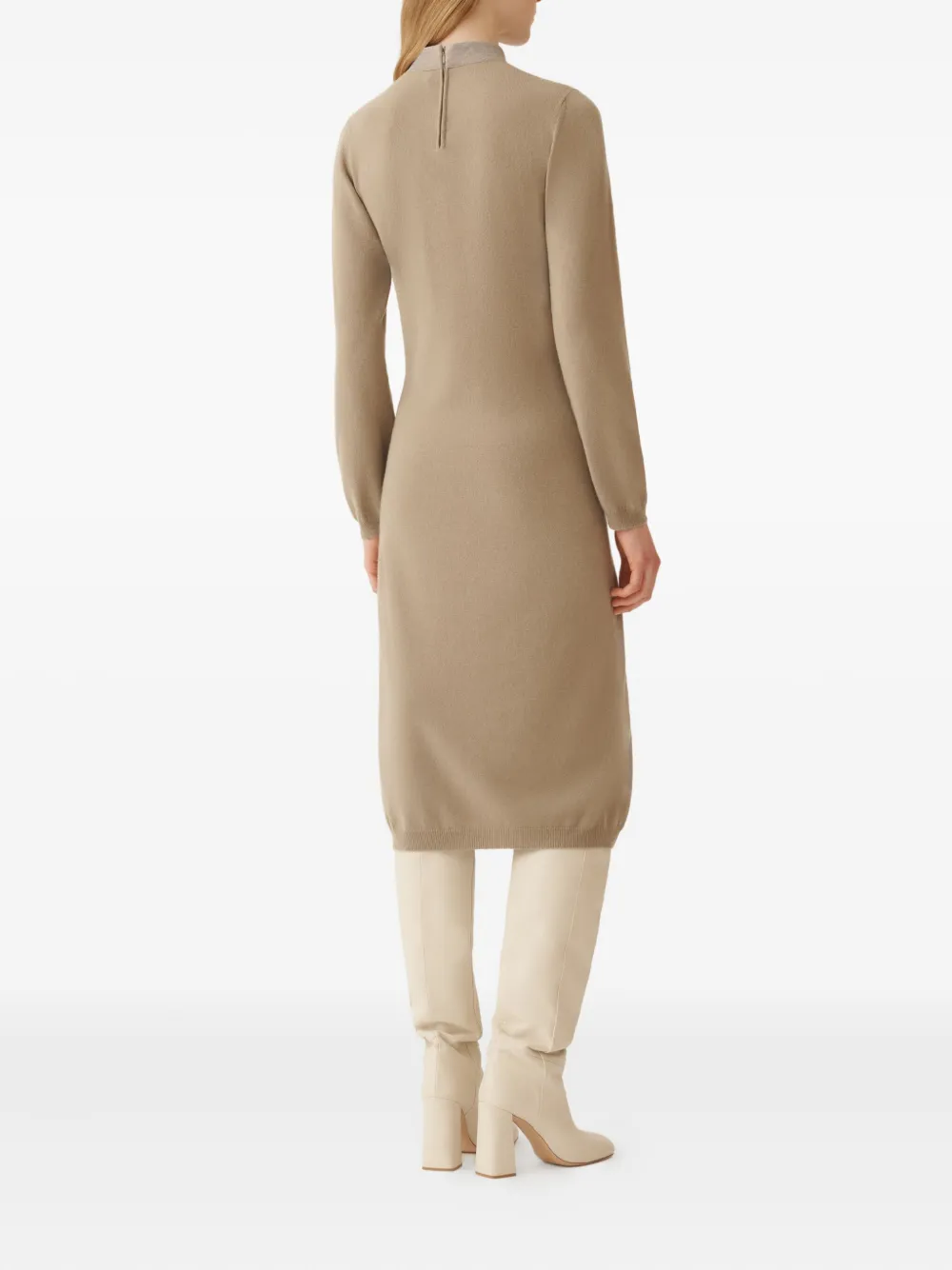 Fabiana Filippi high-neck long-sleeve dress Beige