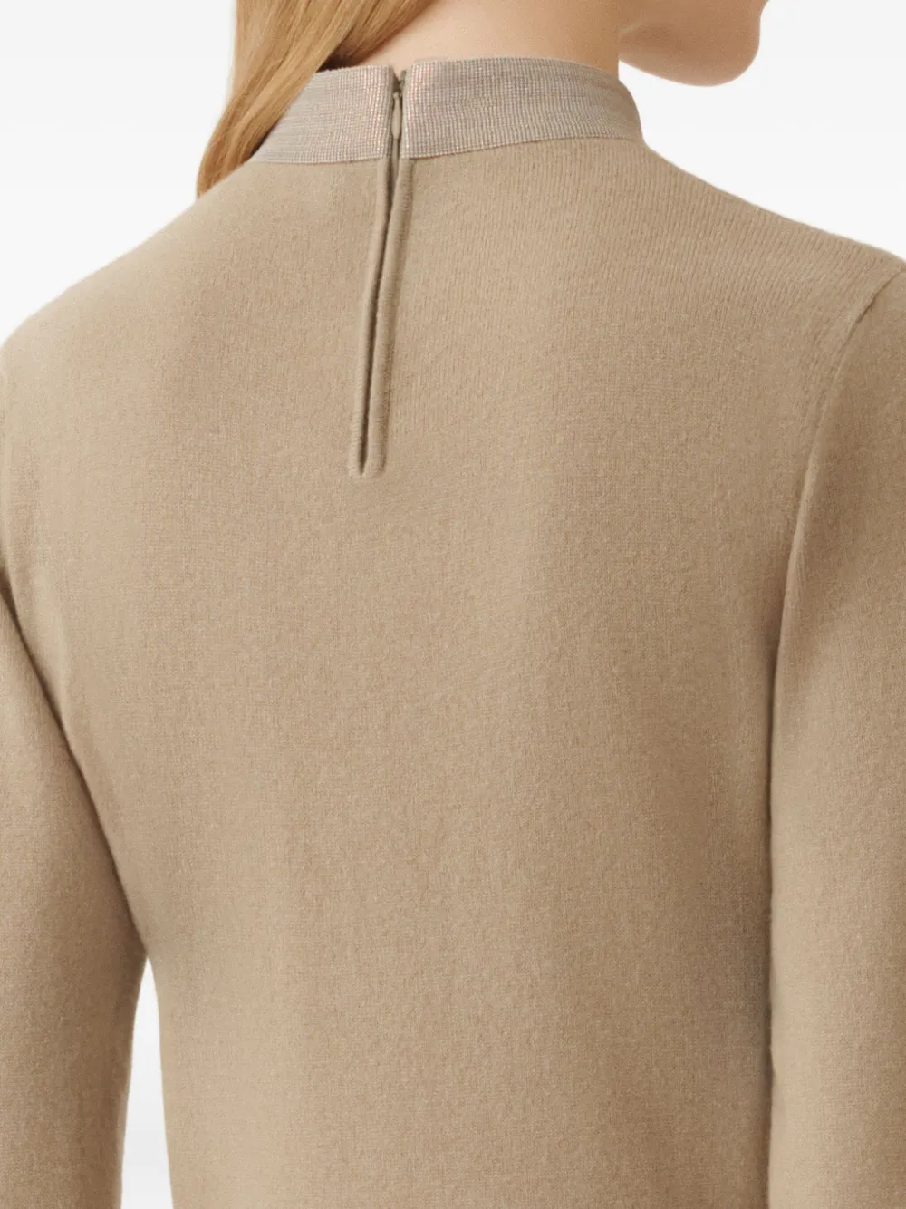 Fabiana Filippi high-neck long-sleeve dress Beige