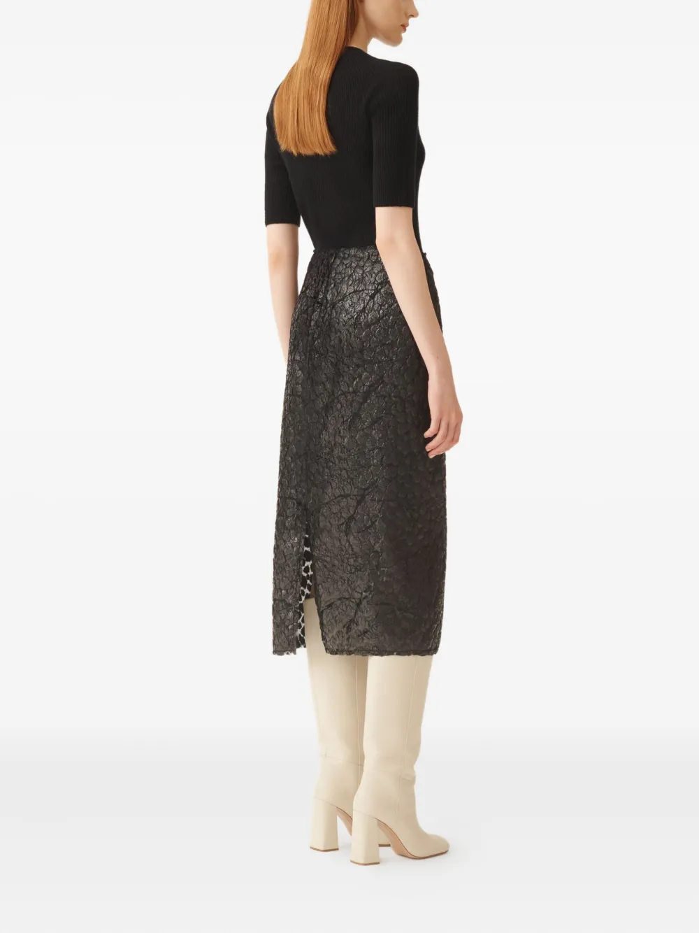 Fabiana Filippi Midi-rok met textuur en split Zwart