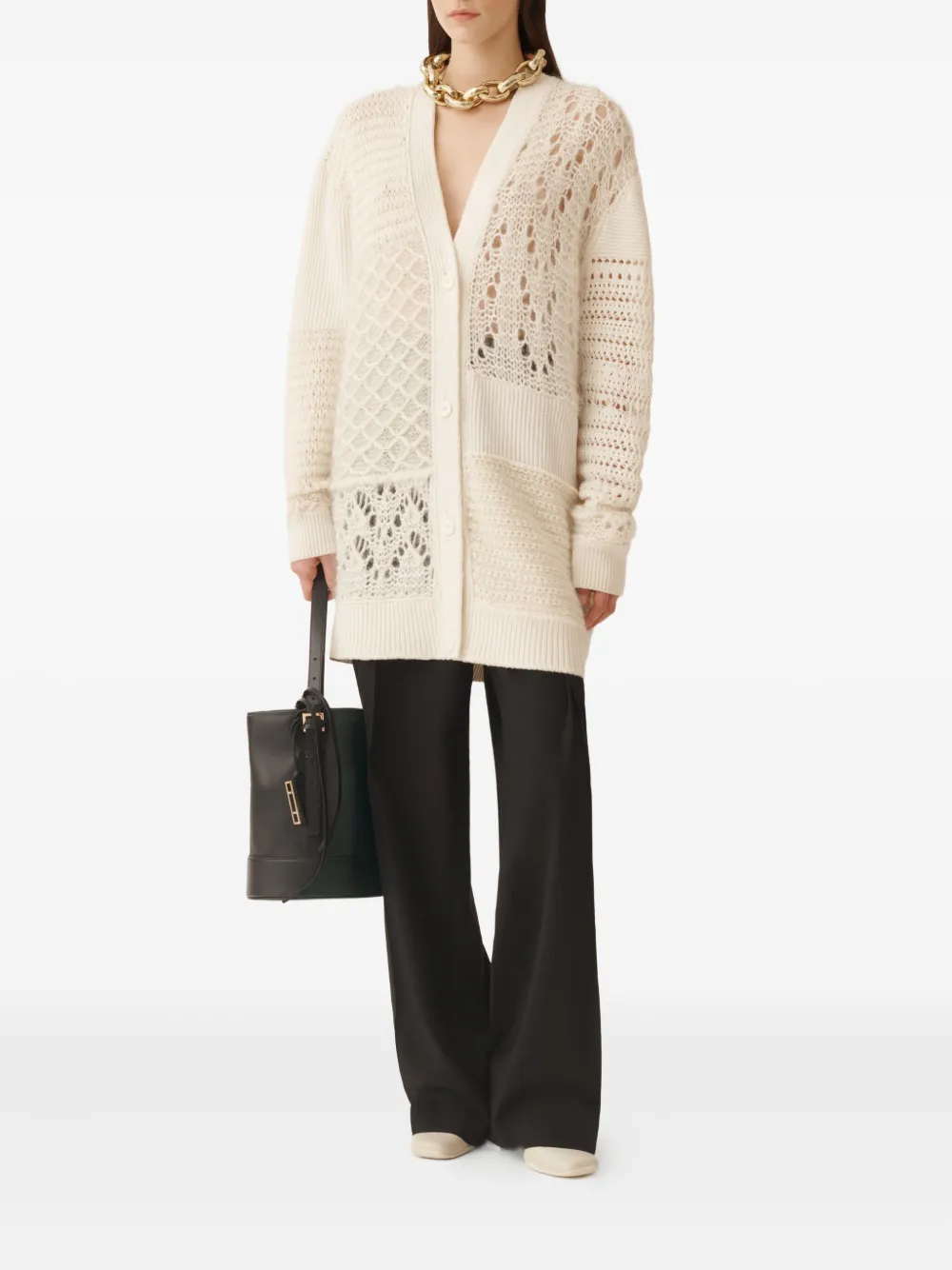 Fabiana Filippi Geribbeld vest met patches Beige