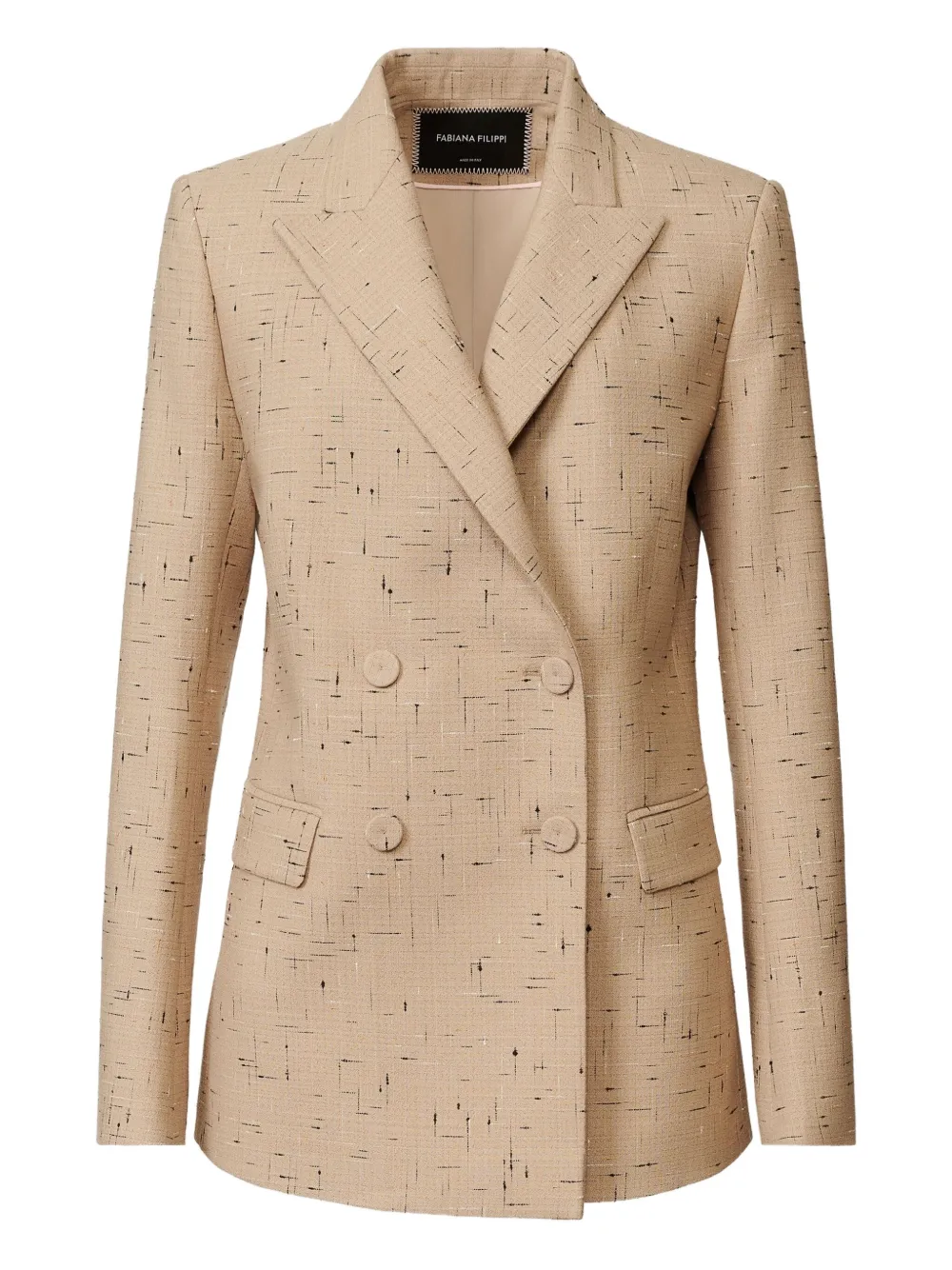 Fabiana Filippi Blazer met dubbele rij knopen en spikkels Beige