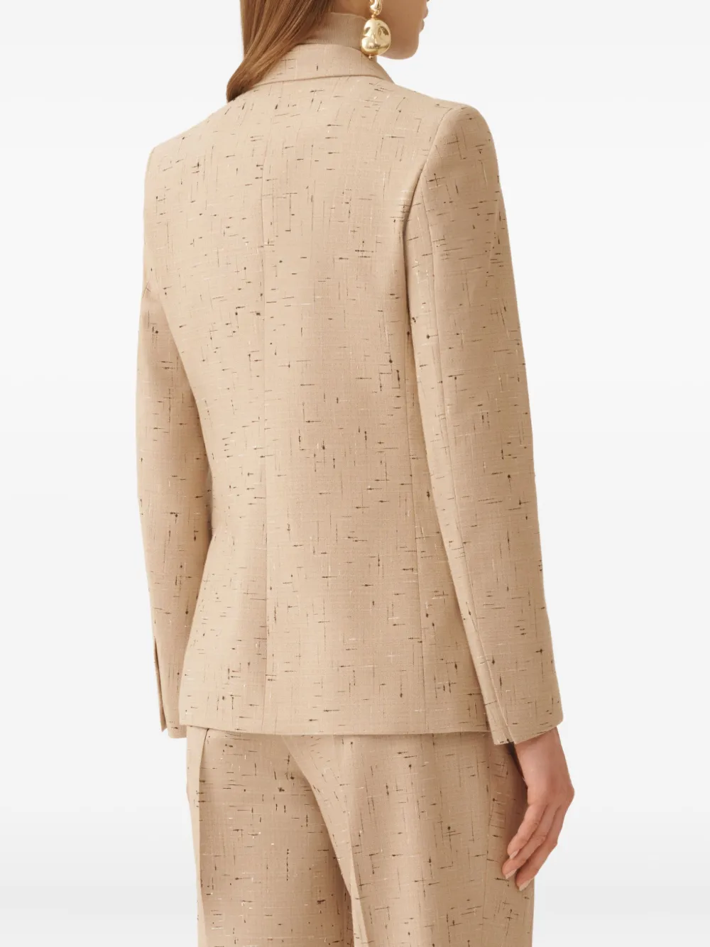 Fabiana Filippi Blazer met dubbele rij knopen en spikkels Beige